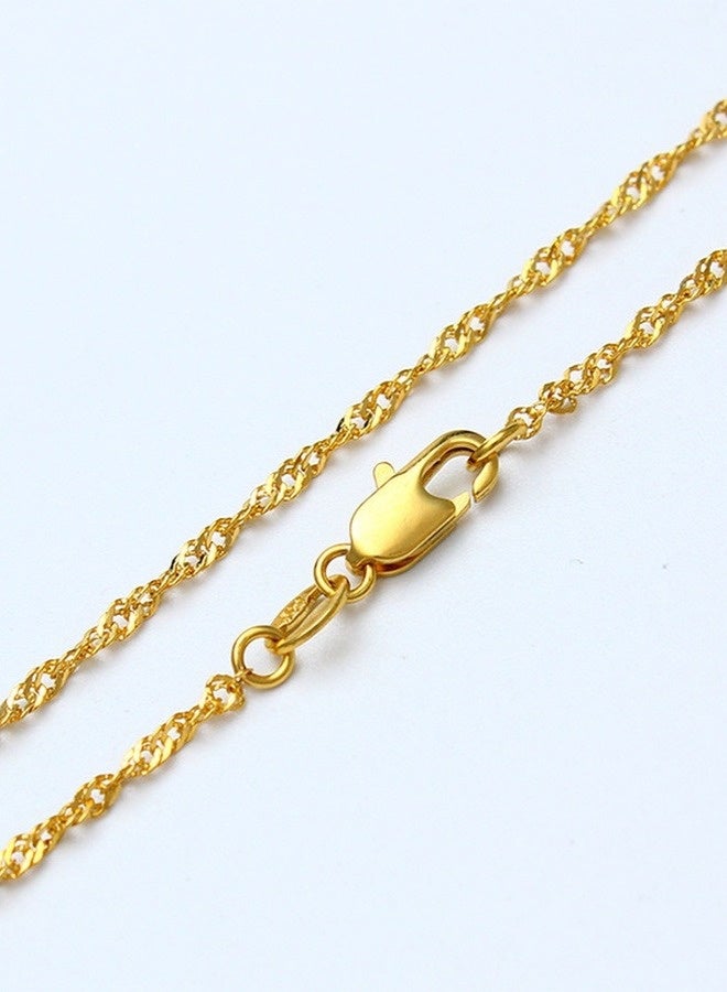PORSTOO 18k Gold-plated Water Wave Chain Necklace For Women, Versatile In Different Lengths (45cm, 60cm) For Daily Wear | Best Gift Choice (party/wedding/birthday) - Image 4