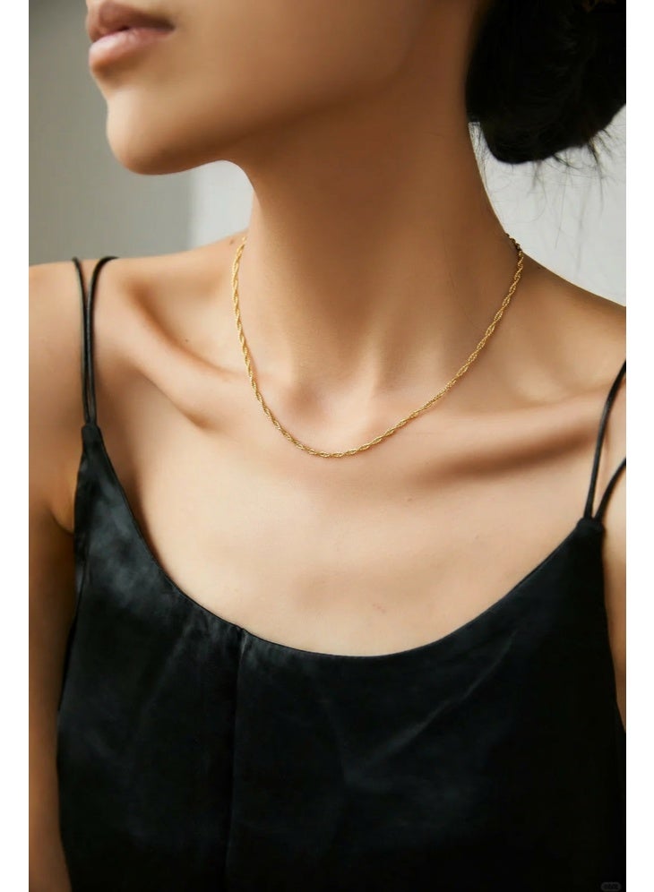 PORSTOO 18k Gold-plated Water Wave Chain Necklace For Women, Versatile In Different Lengths (45cm, 60cm) For Daily Wear | Best Gift Choice (party/wedding/birthday) - Image 1