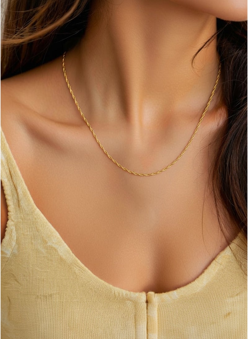 PORSTOO 18k Gold-plated Water Wave Chain Necklace For Women, Versatile In Different Lengths (45cm, 60cm) For Daily Wear | Best Gift Choice (party/wedding/birthday) - Image 2