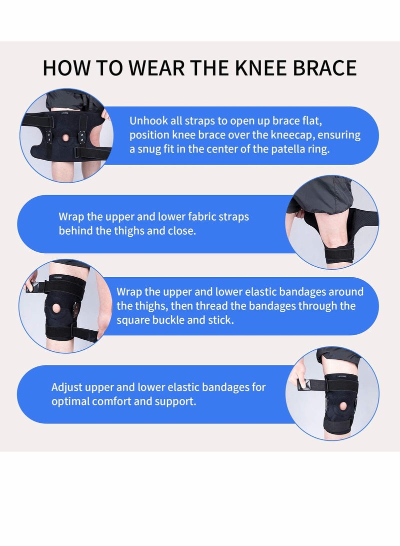 KASTWAVE Knee Brace for Women Men Hinged Knee Brace with Side Stabilizers Adjustable Open Patella Knee Brace for Arthritis Pain and Support,Meniscus Tear ACL MCL Injury Recovery Pain Relief  - Image 3