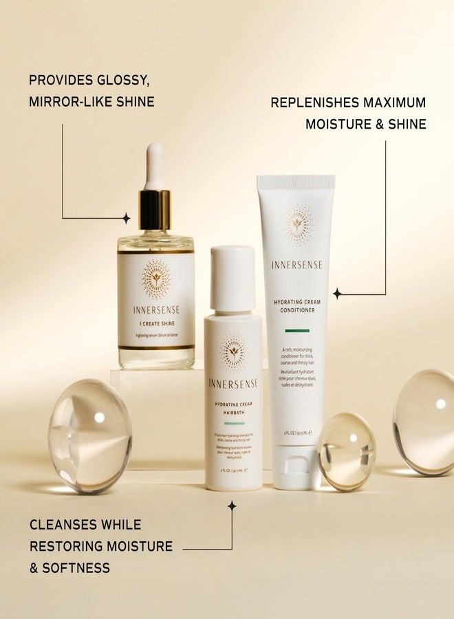INNERSENSE Organic Beauty - Hydrate & Shine Set | I Create Shine, Hydrating Cream Hairbath, Hydrating Cream Conditioner | Non-Toxic, Cruelty-Free, Clean Haircare (3 piece set) - Image 2