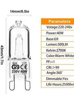 Mordely G9 Halogen Light Bulbs, G9 40W Halogen Bulbs, 2700K Warm White G9 230V Dimmable Capsule Bulbs, Non-Flicker,12 Pack  - Image 2
