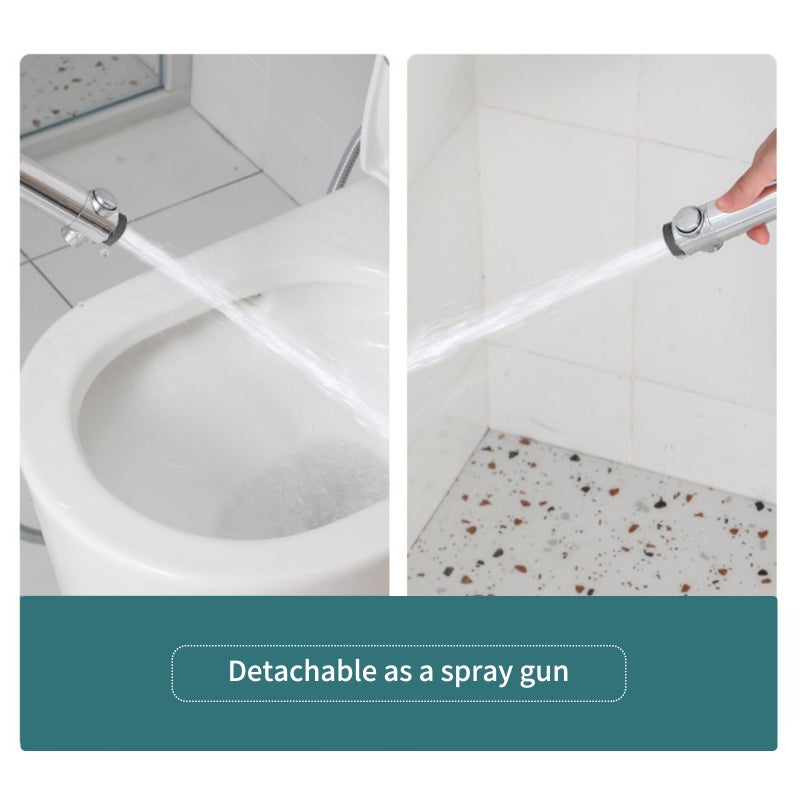 Handheld Shower Head: Blue 360° Rotatable High-Pressure Turbo Fan Hand Shower - Water Saving One-Button Pause Switch for Bathroom Showering - Image 3