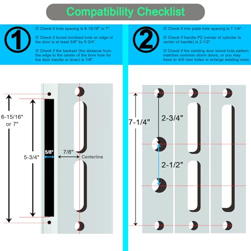 ReigaHood US Flat Slot Storm Door Handle Complete Set Fits for Larson and Wright Screen Door Hardware 212 Handle PZ 78 Backset 714 Trimplate HC NonHanded Matte Black - Image 3