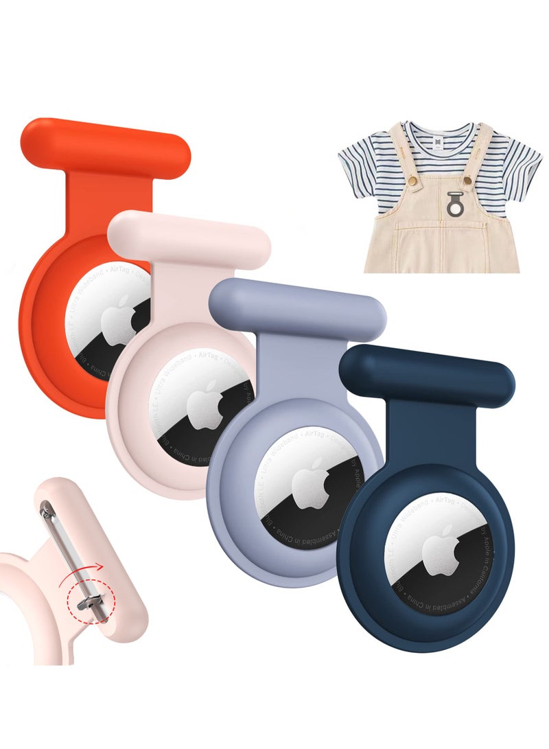 4 Pieces Airtag Holder with Invisible Pin Holder Anti Lost Airtag Cover, Kids Hidden Silicone Protective Airtag Case  - Image 1