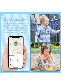 Generic 4 Pieces Airtag Holder with Invisible Pin Holder Anti Lost Airtag Cover, Kids Hidden Silicone Protective Airtag Case  - Image 3