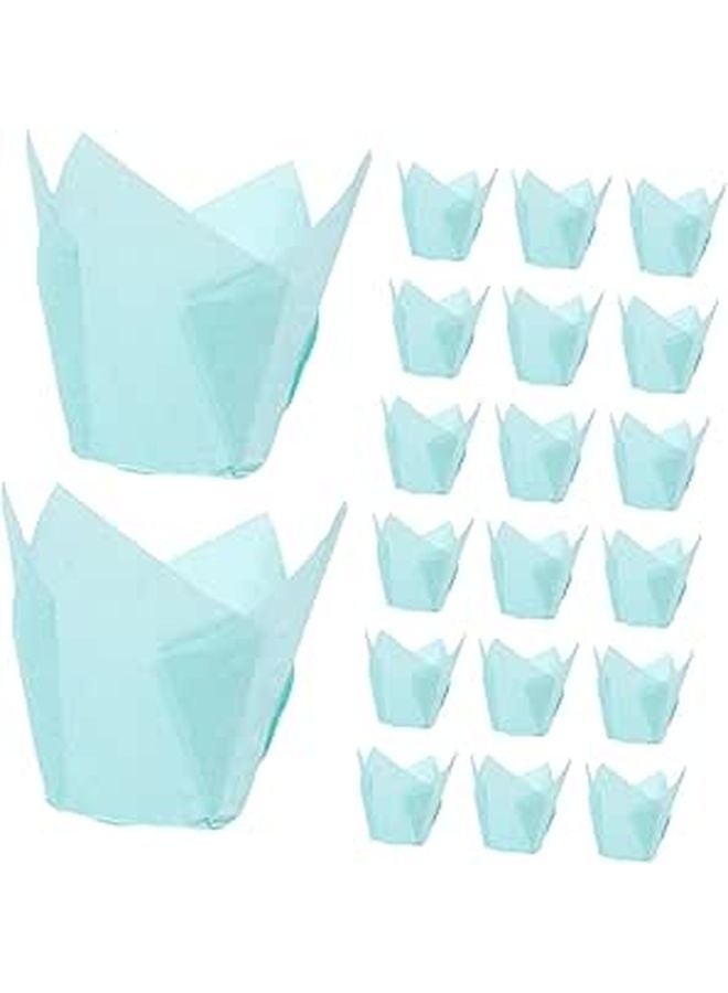 Lotus Shape Cupcake Wrappers 100pcs Heat Resistant Greaseproof Paper Baking Cups - Image 1