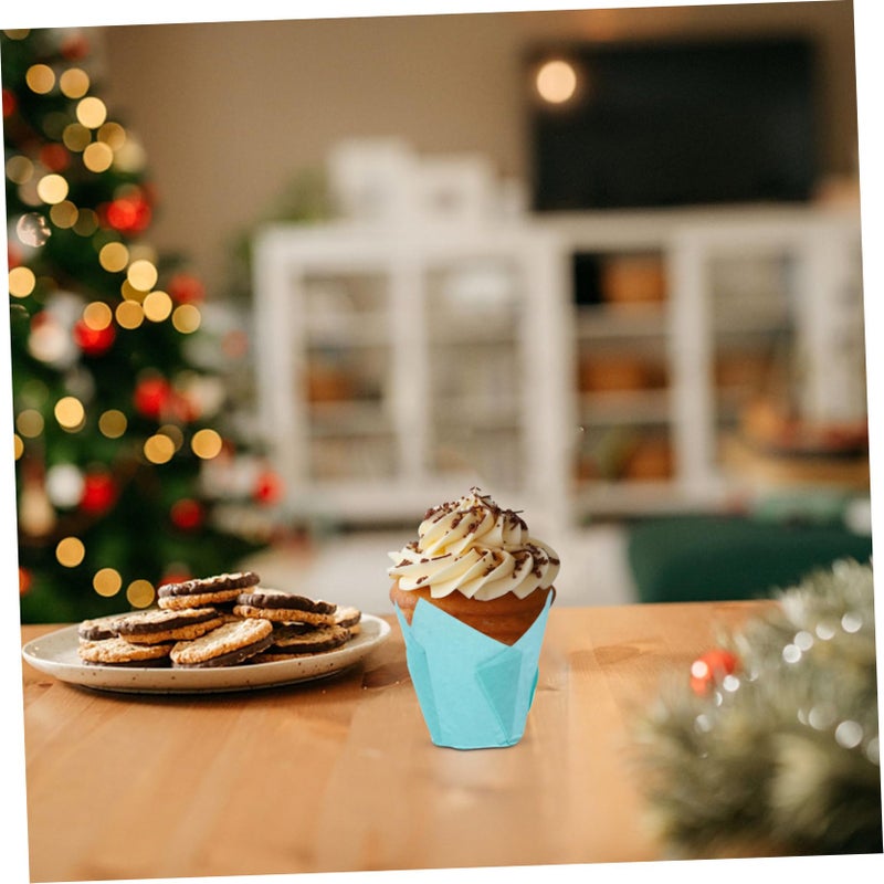 Lotus Shape Cupcake Wrappers 100pcs Heat Resistant Greaseproof Paper Baking Cups - Image 4