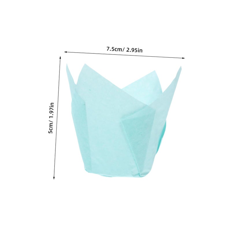 Lotus Shape Cupcake Wrappers 100pcs Heat Resistant Greaseproof Paper Baking Cups - Image 3