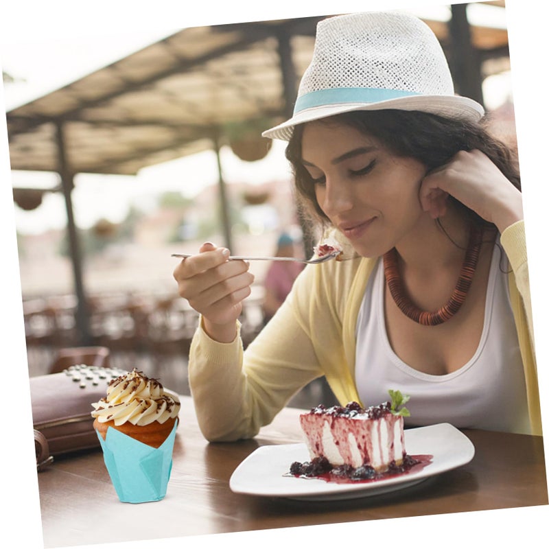 Lotus Shape Cupcake Wrappers 100pcs Heat Resistant Greaseproof Paper Baking Cups - Image 5