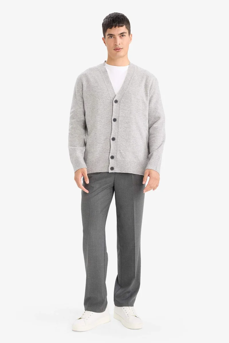 Defacto  100% Wool Relax Fit V-Neck Buttoned Cardigan for Men | Best Price UAE