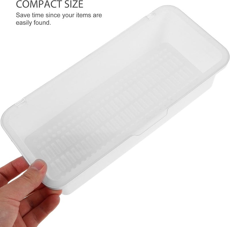 Makeup Brush Storage Holder Organizer with Lid, Cosmetic Brush Box, Dustproof Desktop Makeup Storage Organizer for Women and Teens, White, 1pcs - Image 3