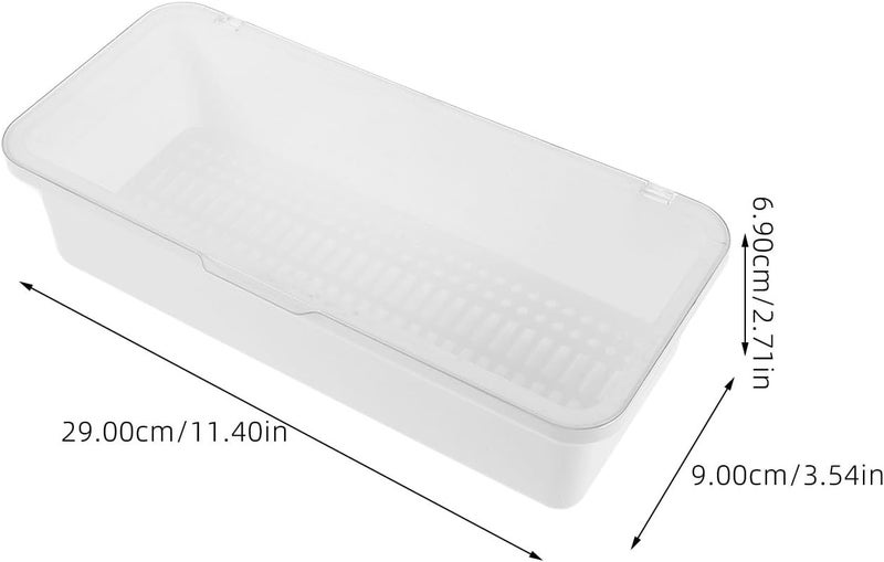Makeup Brush Storage Holder Organizer with Lid, Cosmetic Brush Box, Dustproof Desktop Makeup Storage Organizer for Women and Teens, White, 1pcs - Image 2