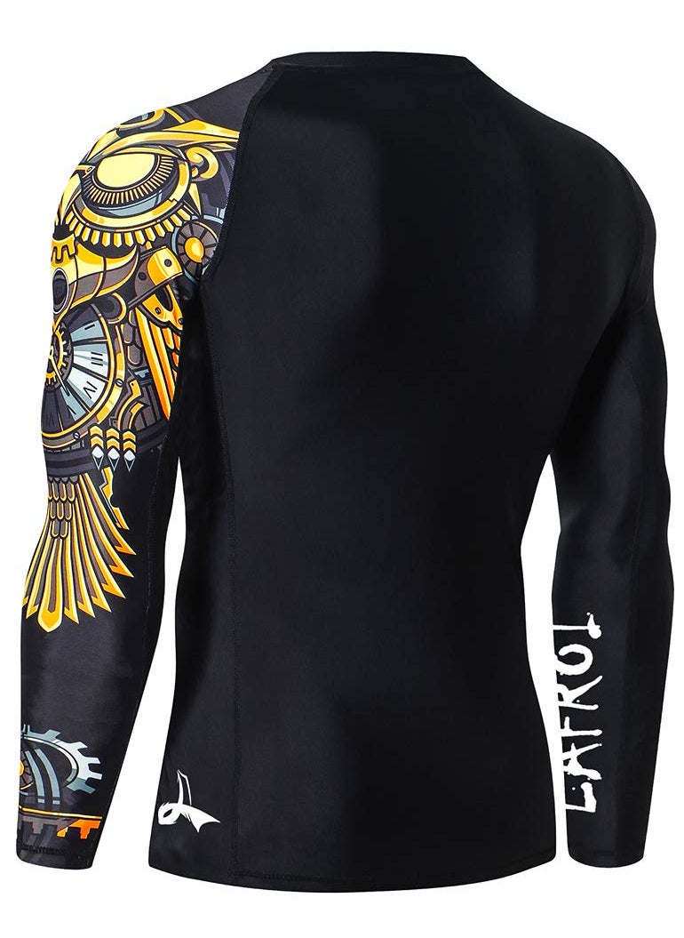 LAFROI LAFROI Men's Long Sleeve UPF 50+ Baselayer Skins Performance Fit Compression Rash Guard-CLYYB Asym Time Manager Size XXL  - Image 4