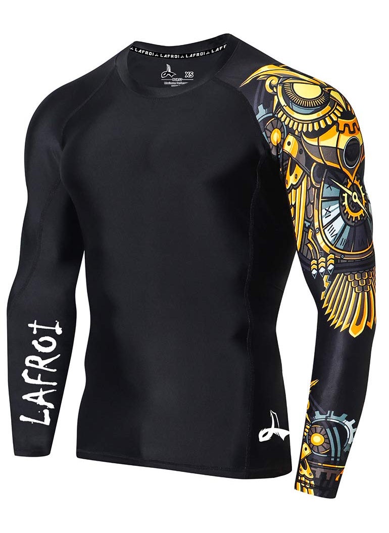 LAFROI LAFROI Men's Long Sleeve UPF 50+ Baselayer Skins Performance Fit Compression Rash Guard-CLYYB Asym Time Manager Size XXL  - Image 1