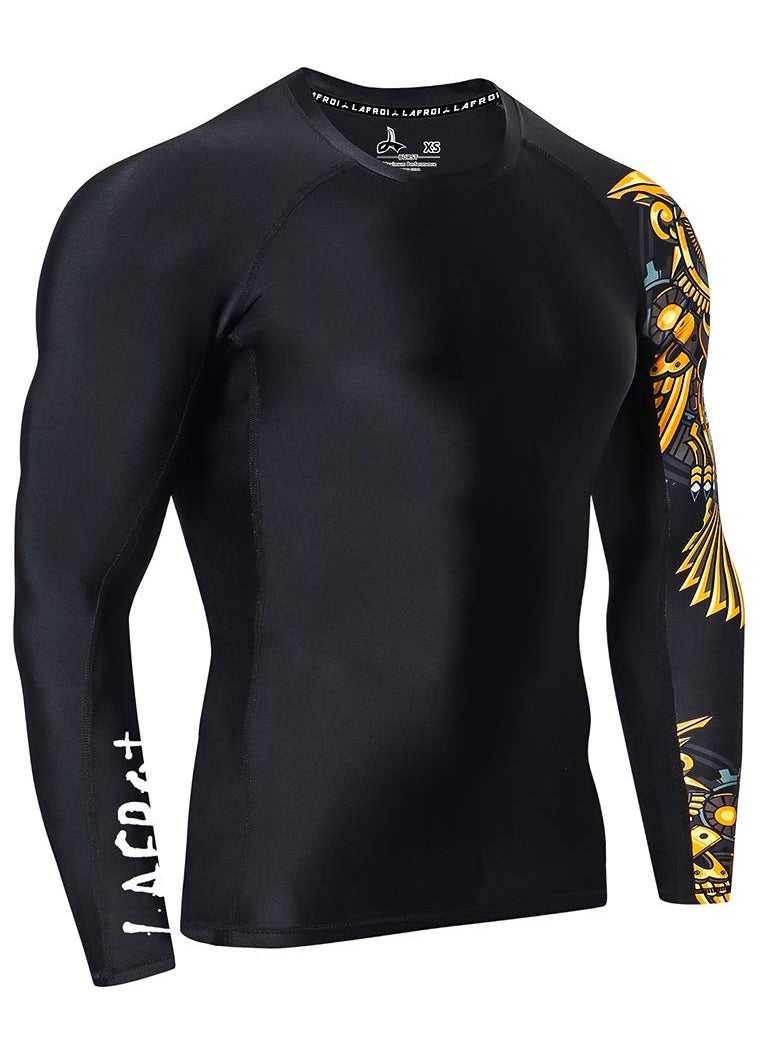 LAFROI LAFROI Men's Long Sleeve UPF 50+ Baselayer Skins Performance Fit Compression Rash Guard-CLYYB Asym Time Manager Size XXL  - Image 3