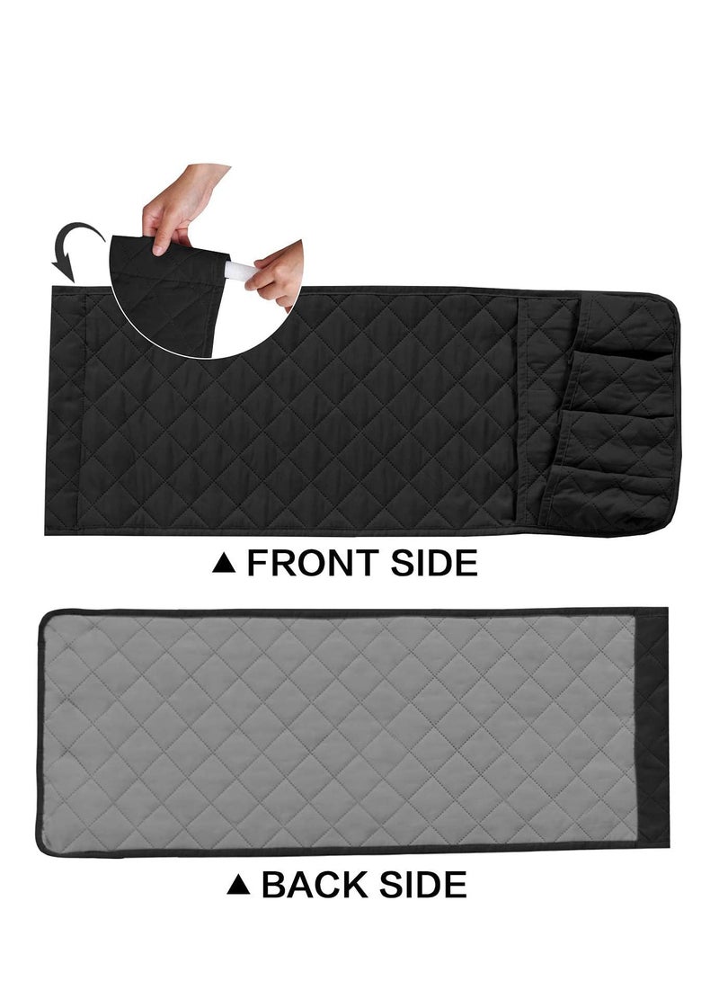 SYOSI Sofa Armrest Organizer, Couch Arm Chair Caddy Sofa Cover, Remote Control Magazine Book Smart Phone Tablet Storage Non Slip Holder for Home Bedroom Office Hotel Black - Image 2