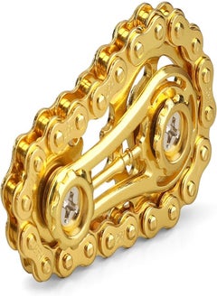 Generic Fidget Chain Gear Toy, Metal Hand Roller Fidget Spinner for Kids Adults, Metal Assemble Sprockets Bike Chain Gears, EDC Novelty Stress Relief Desk Office Birthday Gift for Goodie Bag Fillers- Gold  - Image 1