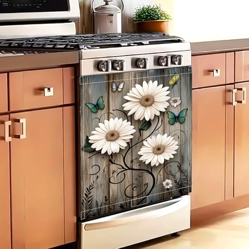 KAPLIPE Rustic Daisy Dishwasher Magnet Cover, 23x26 in Floral Butterfly Dishwasher Magnet Covers for Kitchen Decor Summer Farmhouse Dish Washer Sticker Fridge Panel Decal for All Seasons - Image 3