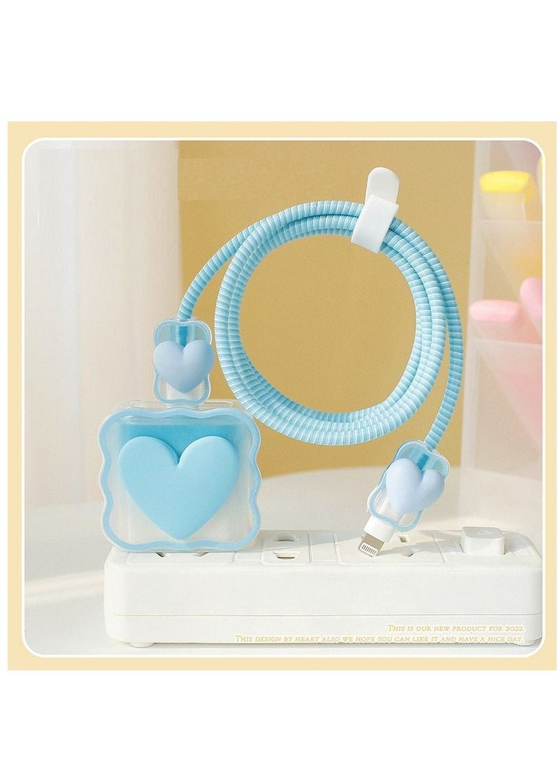 Cable Protector For Iphone Charger Lovely Cable Protector Compatible With Iphone 18W/20W Charger Anti-Bending Usb Cable Cover With Spiral Ropeand End Protector (Blue) 