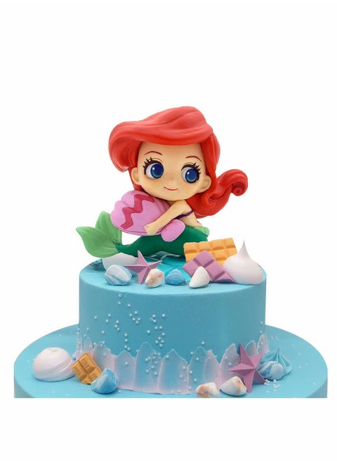 Mermaid Cake Topper Little Cute Mermaid Doll with Seashell for Under the Sea Cake Decorations, Theme Birthday Party, Baby Shower, Underwater Party