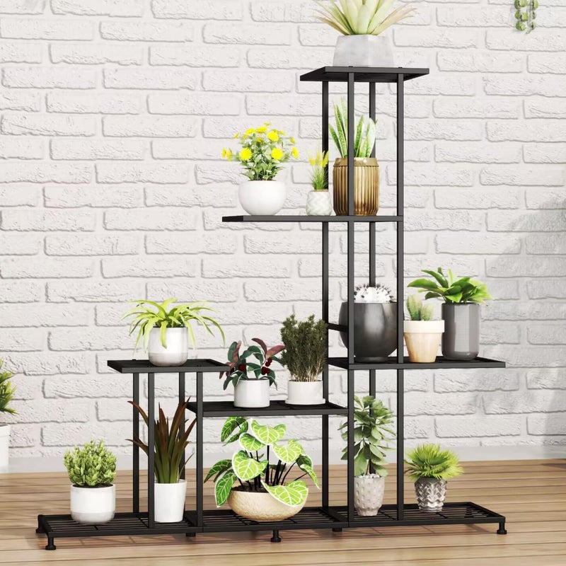Twhep Heavy Duty Metal Plant Stand, 5 Tiers Multifunctional Plant Stand for Indoor Outdoor, for Tall Large Rack for Living Room Garden Balcony, Black - Image 4