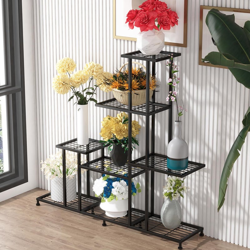 Twhep Heavy Duty Metal Plant Stand, 5 Tiers Multifunctional Plant Stand for Indoor Outdoor, for Tall Large Rack for Living Room Garden Balcony, Black - Image 2