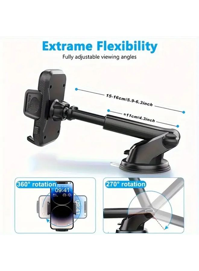 Black Car Phone Holder With Gel Pad Universal Fit For Trucks SUVs Sturdy Base Easy Installation Dashboard Mount Vehicle Accessory - Image 4