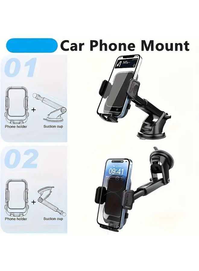 Black Car Phone Holder With Gel Pad Universal Fit For Trucks SUVs Sturdy Base Easy Installation Dashboard Mount Vehicle Accessory - Image 3