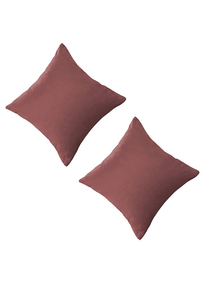 House One - Set of 2 Pieces Square Soft Velvet Decorative Cushion with Solid Design and Attractive Colors - Image 1