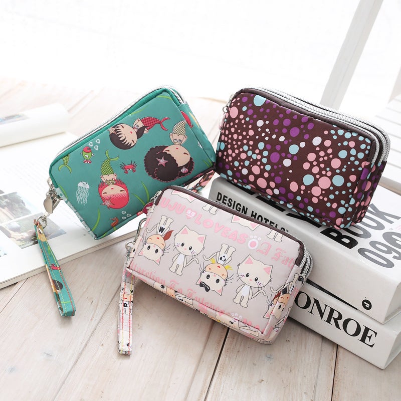 Mobile Phone Coin Purse Hand-Held Mini Canvas Bag Women'S Bag Oxford Cloth Cartoon Fabric Bag - Image 2