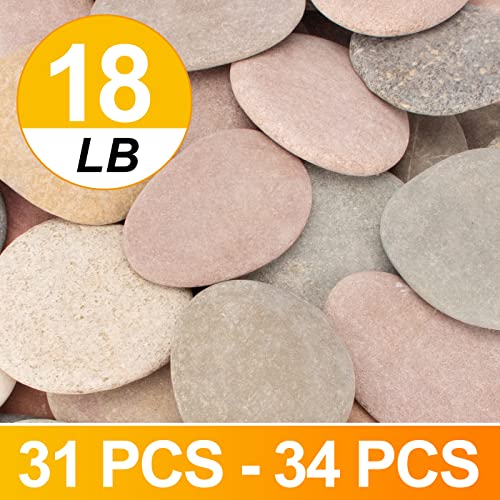 CFKJ [About 30 PCS - 35 PCS](18 Pounds) Painting Rocks,3"-4.8" River Rocks,Flat Rocks,Painting Stones,Naturally Stones,Arts Rocks,Craft Rocks,DIY Rocks - Image 2