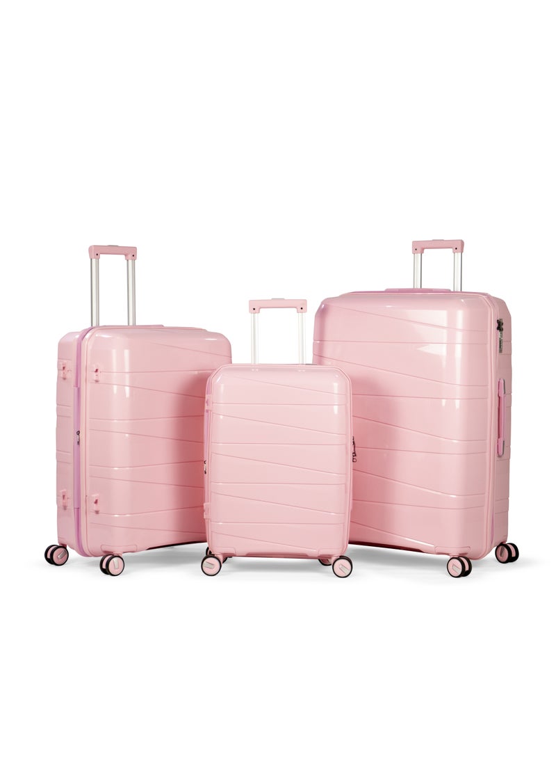 MUSSELZ MORTIZ - Comlpete Luggage Set 3 Piece -UNBREAKABLE PP(Pink) - Image 1