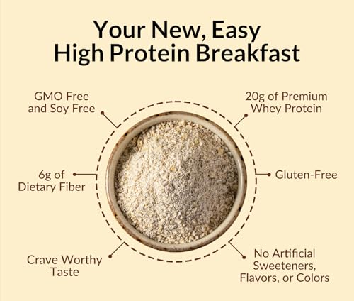 Nakd Naked Oats - Cinnamon Overnight Oats, 20g Whey Protein, Gluten-Free Oatmeal Instant Breakfast or Shake, High Protein Oatmeal, High Fiber Breakfast Shake, Non GMO, No Soy - 12 Servings - Image 2