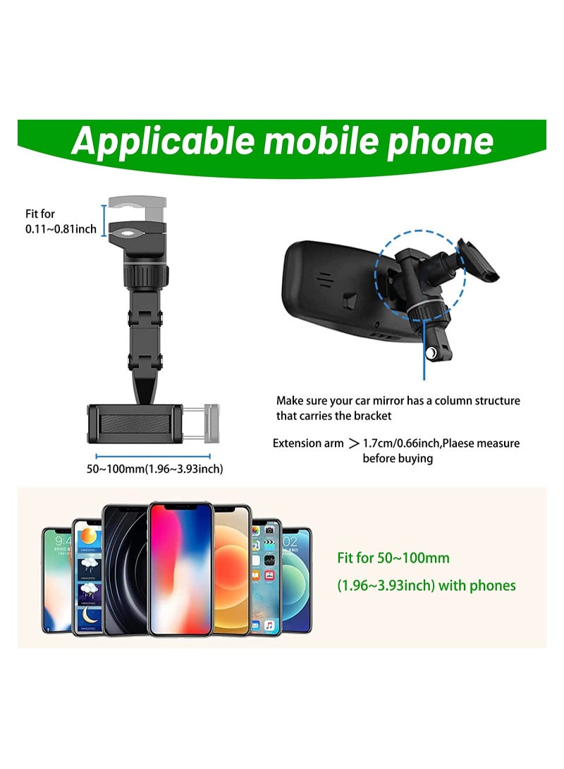 New 360° Rearview Mirror Phone Holder for Car ,Multifunctional Mount Phone and GPS Holder ,Putcom 360 Car Rearview Mirror Mount Stand Holder - Image 2