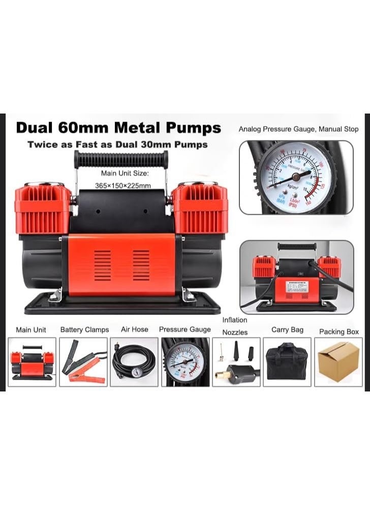 Golden Camel Portable 12V Air Compressor for Car Tires – 300 LPM, 150 PSI, Quick Connect Brass Nozzle, 26ft Coil Hose, Compact Inflator for Cars, Bikes, Sports Equipment - Image 3
