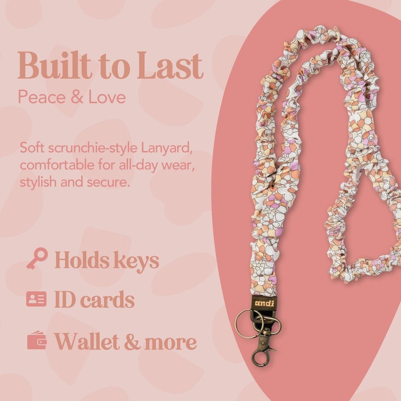 ANDI Neck Lanyard For Women - Scrunchie Cute Lanyard for Keys, Id Card Holder, Wallet - Aesthetic Long Lanyard (Peace & Love) - Image 3