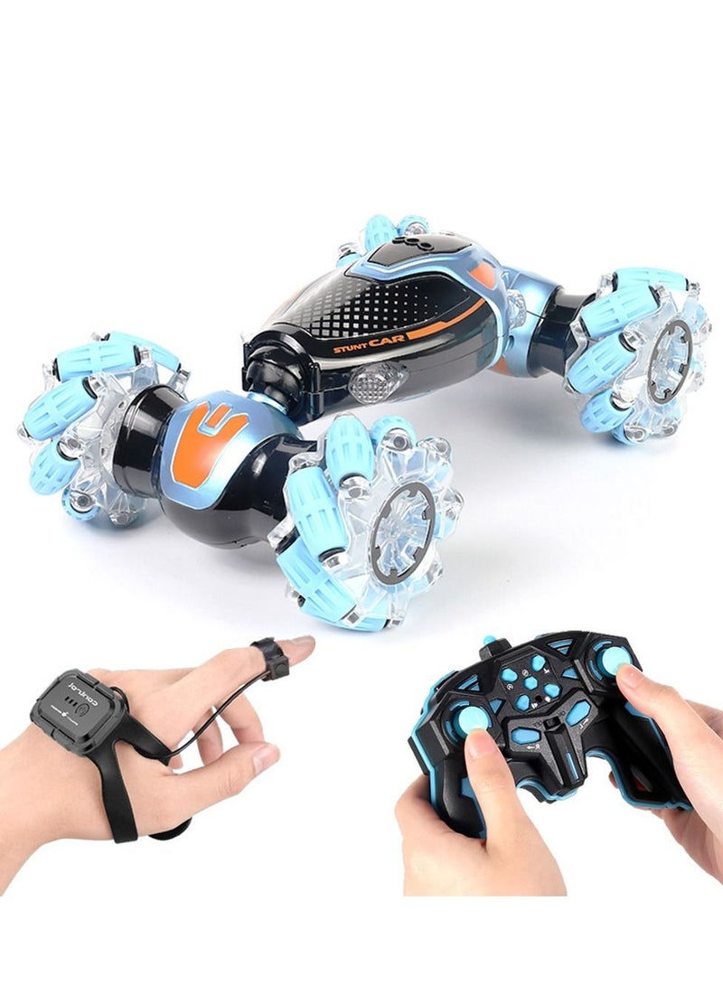 RC Car 4WD Double-Sided 360 Rotating Gesture Sensing Stunt Car for Boys & Girls - 2.4GHz Remote Control Stunt Drifting, Dancing, Twist RC Car Toy with Light & Music - Multicolour - Image 1