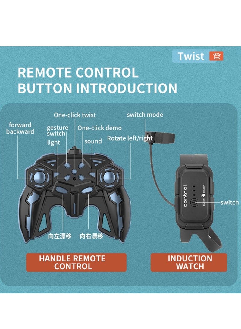 RC Car 4WD Double-Sided 360 Rotating Gesture Sensing Stunt Car for Boys & Girls - 2.4GHz Remote Control Stunt Drifting, Dancing, Twist RC Car Toy with Light & Music - Multicolour - Image 3