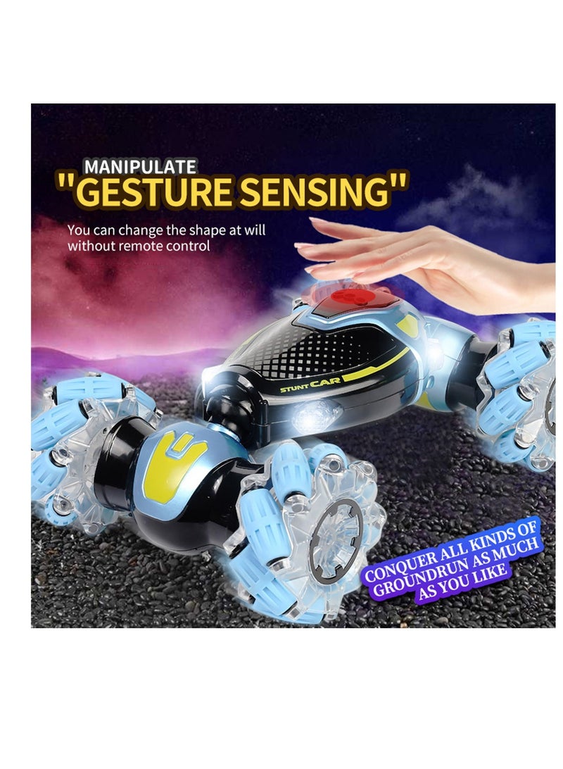 RC Car 4WD Double-Sided 360 Rotating Gesture Sensing Stunt Car for Boys & Girls - 2.4GHz Remote Control Stunt Drifting, Dancing, Twist RC Car Toy with Light & Music - Multicolour - Image 5