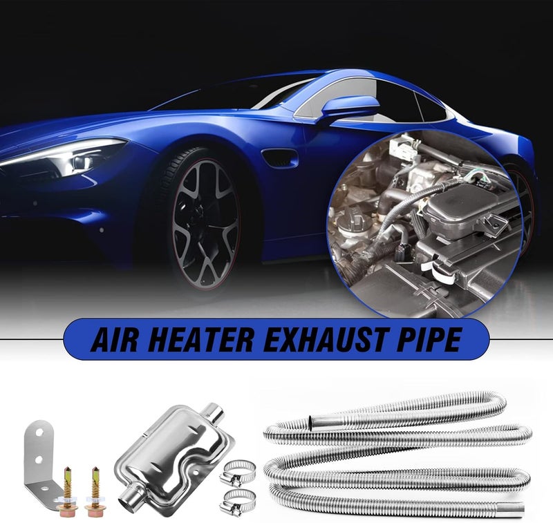 DTNESS 300cm Diesel Heater Exhaust Pipe with Muffler and Clamps, 1"/2.5cm Stainless Steel Parking Air Heater Generator Hose, 118" Diesel Gas Vent Hose - Image 3