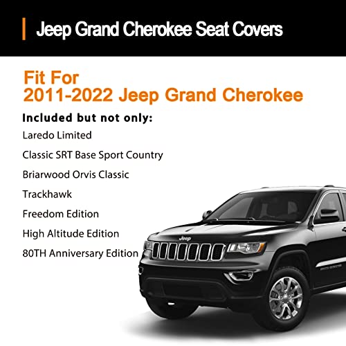 Huidasource Grand Cherokee Seat Covers, Waterproof Leather Customized Car Seat Cushion Covers, Full Set Seat Protectors Compatible with Jeep Grand Cherokee 2011-2022 (5 Pcs Full Set/Black) - Image 5