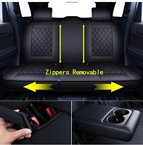 Huidasource Grand Cherokee Seat Covers, Waterproof Leather Customized Car Seat Cushion Covers, Full Set Seat Protectors Compatible with Jeep Grand Cherokee 2011-2022 (5 Pcs Full Set/Black) - Image 3