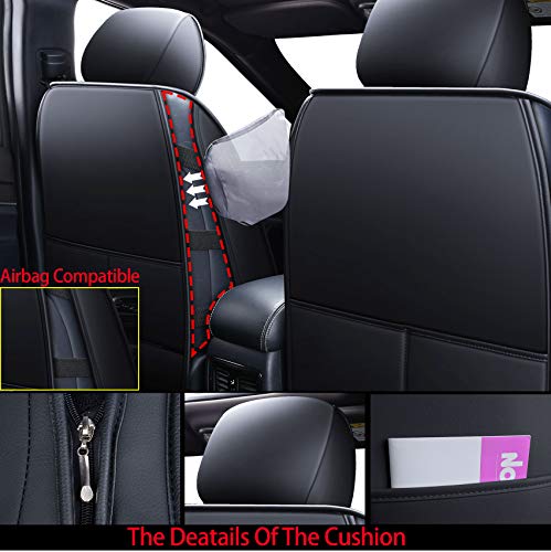 Huidasource Grand Cherokee Seat Covers, Waterproof Leather Customized Car Seat Cushion Covers, Full Set Seat Protectors Compatible with Jeep Grand Cherokee 2011-2022 (5 Pcs Full Set/Black) - Image 2