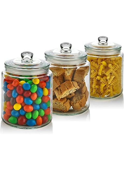 Clear Glass Storage Jar with Lids  Airtight Food Jars  Glass Kitchen Containers for Pantry