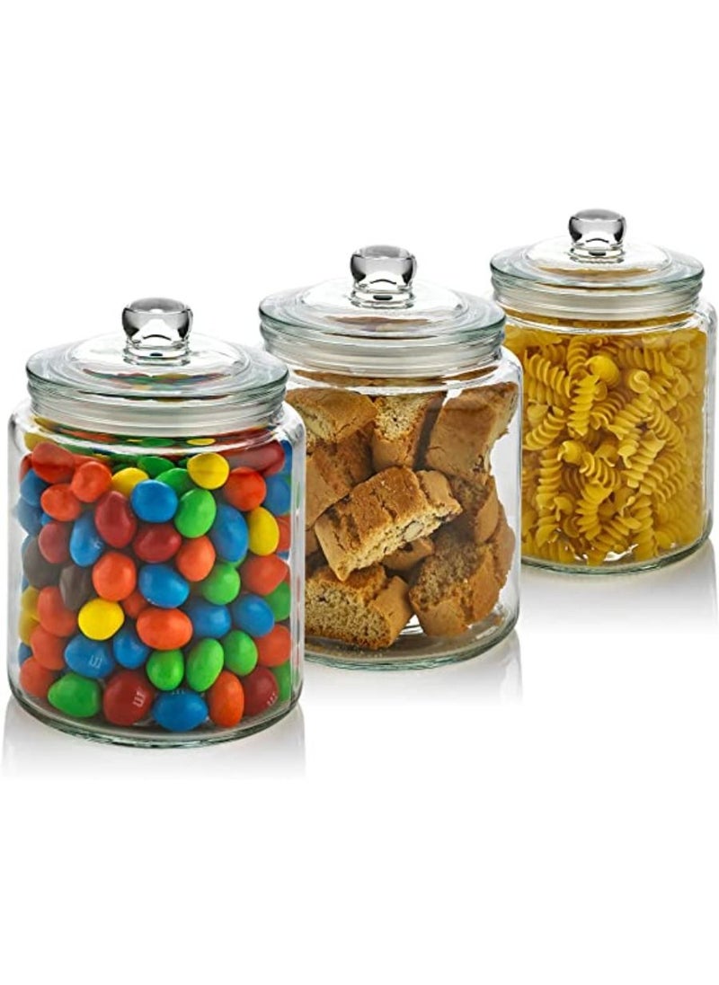 QUESERA Clear Glass Storage Jar with Lids  Airtight Food Jars  Glass Kitchen Containers for Pantry  - Image 1
