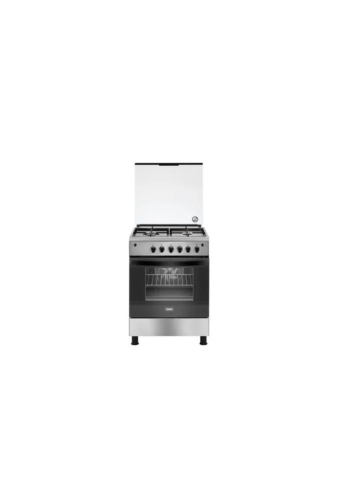 ZANUSSI - SteelMax Gas Cooker With Gas Oven and Hob, 4 Burners, 85 cm, Full Safety, Stainless Steel and Black - ZCG623A6XA - Image 1