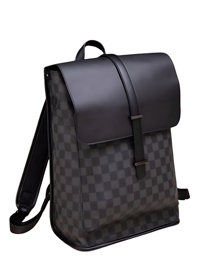 Men's Contrast Color Backpack, Boys' Large Capacity School Bag Back Bag Laptop Bag Office Bag Briefcase, PU Leather Notebook Bag College Bag Tourist Bag Office Bag for Teenager/College Students - Image 1