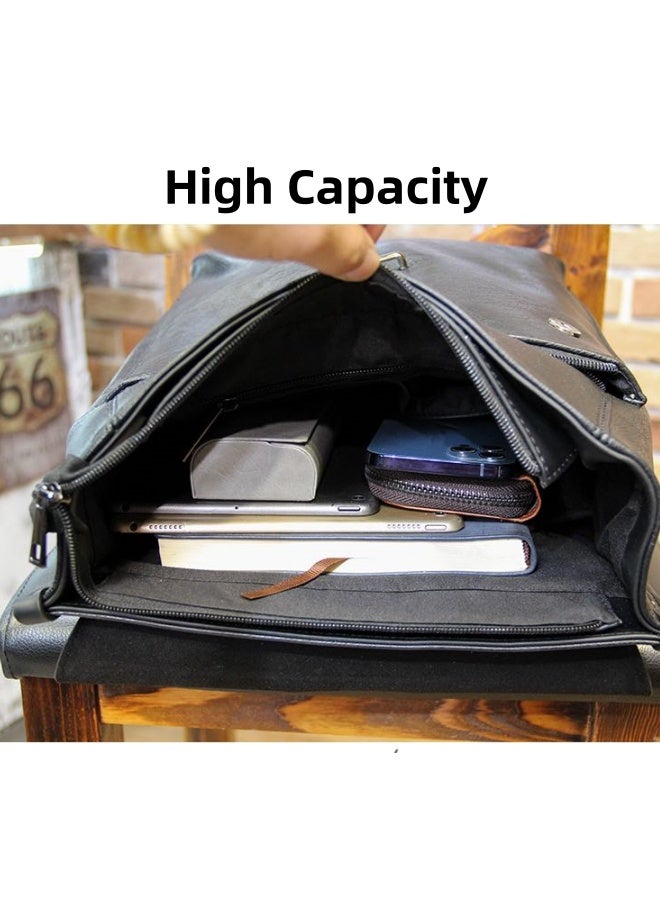 Men's Contrast Color Backpack, Boys' Large Capacity School Bag Back Bag Laptop Bag Office Bag Briefcase, PU Leather Notebook Bag College Bag Tourist Bag Office Bag for Teenager/College Students - Image 3