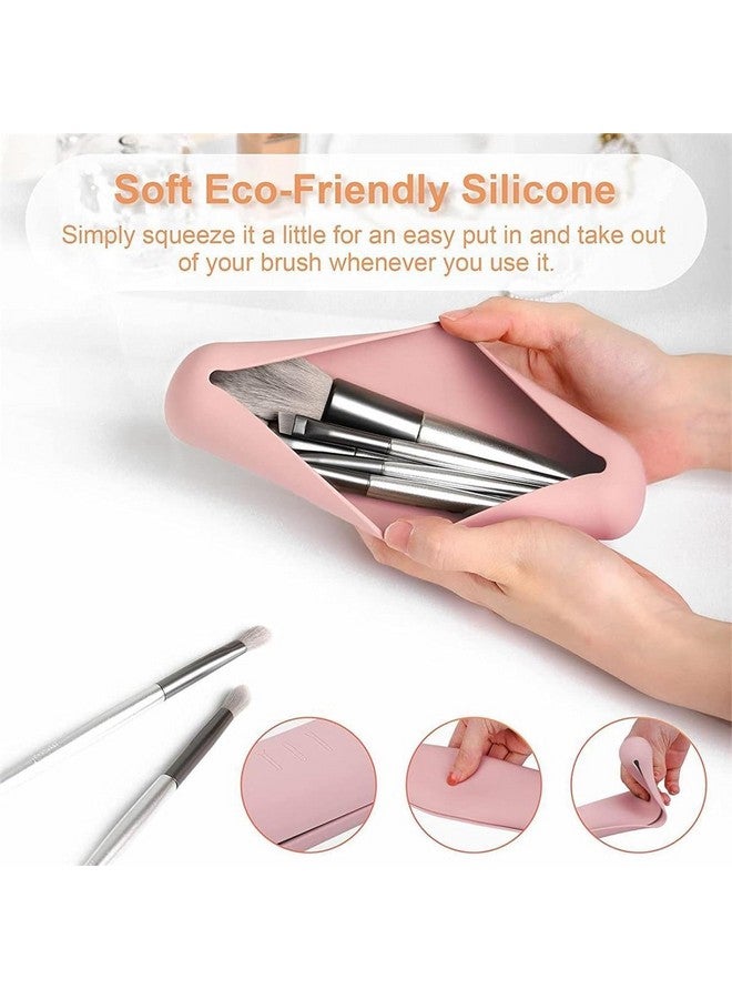 COLBEX Silicone Large Makeup Brush Holder,Cosmetic Face Brushes Pouch,Magnetic Anti-Fall Out, Soft and Sleek Makeup Tools Organizer for Travel Cosmetic Bag (Light Pink) - Image 5